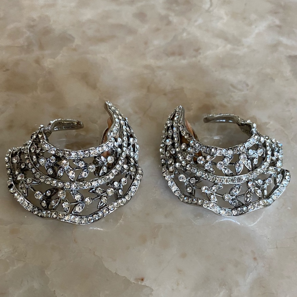 Barrera Crystal Clip-On Hoop Earrings